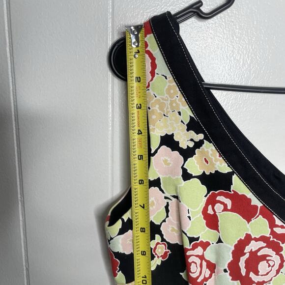 VTG Talbots Dress Floral Mod 60s Mad Men Sleeveless V Neck 8 Green Red Retro - Picture 9 of 11